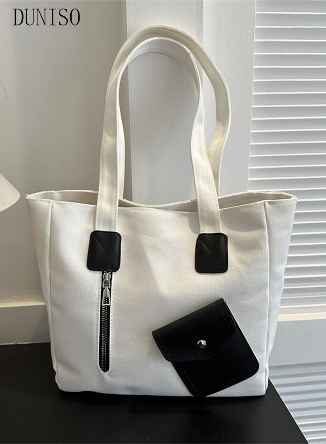 DUNISO Women's Shoulder Tote Bag Canvas Handbag for Women Large Capacity Messenger Fashionable Travel Shoulder Bag for Ladies Girls College Students - Image 2