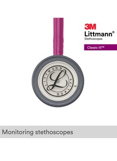 ليتمان 3M Littmann Classic III سماعة مراقبة أنبوب Raspberry جذع غير القابل للصدأ وسماعة رأس مقاس 27 بوصة 5648  - Image 3