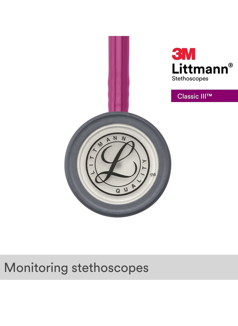 Littmann 3M Littmann Classic III Monitoring Stethoscope Raspberry Tube Stainless Stem and Headset 27 inch 5648  - Image 3