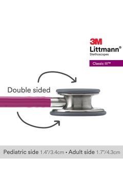ليتمان 3M Littmann Classic III سماعة مراقبة أنبوب Raspberry جذع غير القابل للصدأ وسماعة رأس مقاس 27 بوصة 5648  - Image 4