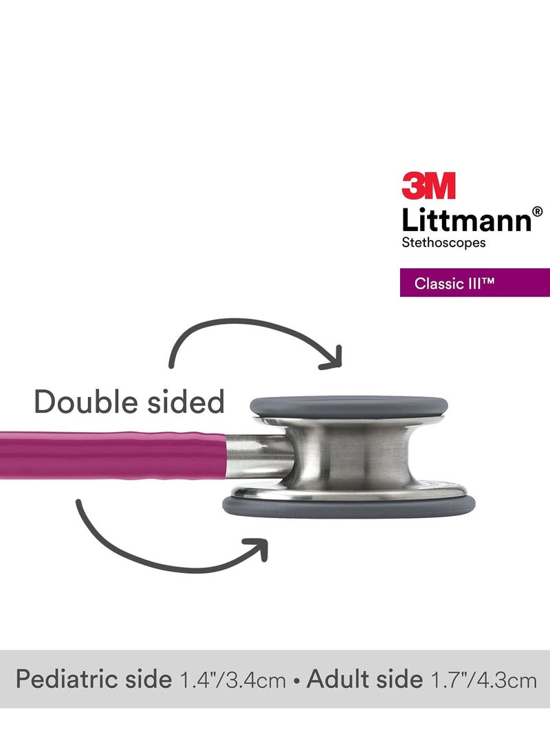 Littmann 3M Littmann Classic III Monitoring Stethoscope Raspberry Tube Stainless Stem and Headset 27 inch 5648  - Image 4