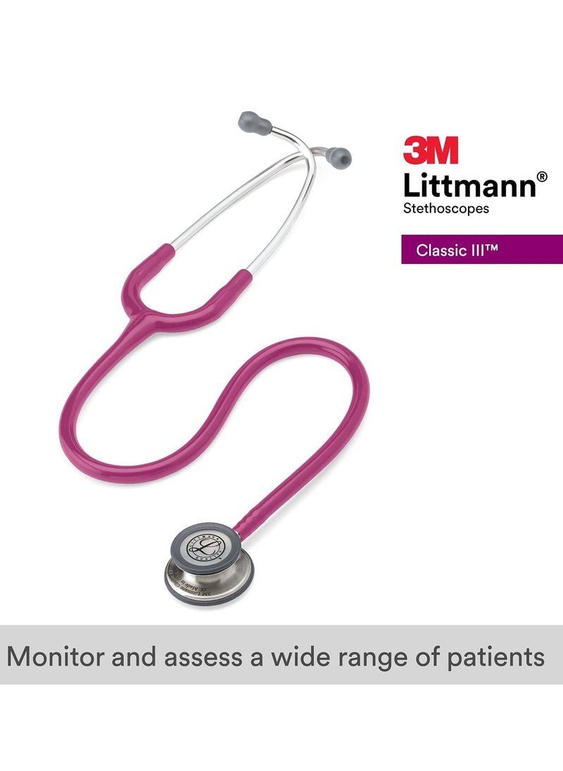 Littmann 3M Littmann Classic III Monitoring Stethoscope Raspberry Tube Stainless Stem and Headset 27 inch 5648  - Image 2