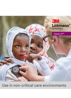 ليتمان 3M Littmann Classic III سماعة مراقبة أنبوب Raspberry جذع غير القابل للصدأ وسماعة رأس مقاس 27 بوصة 5648  - Image 5