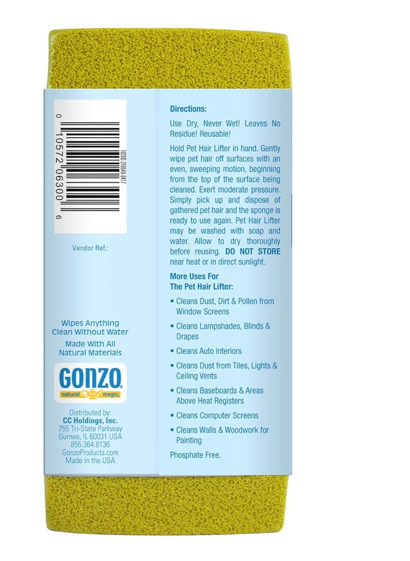 Gonzo - Gonzo Pet Hair Lifter Sponge - Effective Fur Removal - Reusable Cleaning Sponge - Pet Hair Removal Tool  Easy to Use for Furniture & Carpets - Image 1