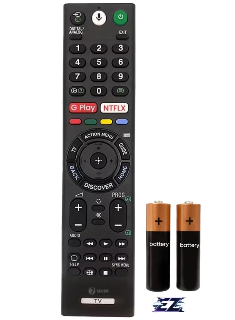 PopZa Bluetooth Voice Command Compatible with Sony 4K Smart LED UHD OLED QLED Android Bravia Remote Control Replacement for Original RMF with battery - Image 1
