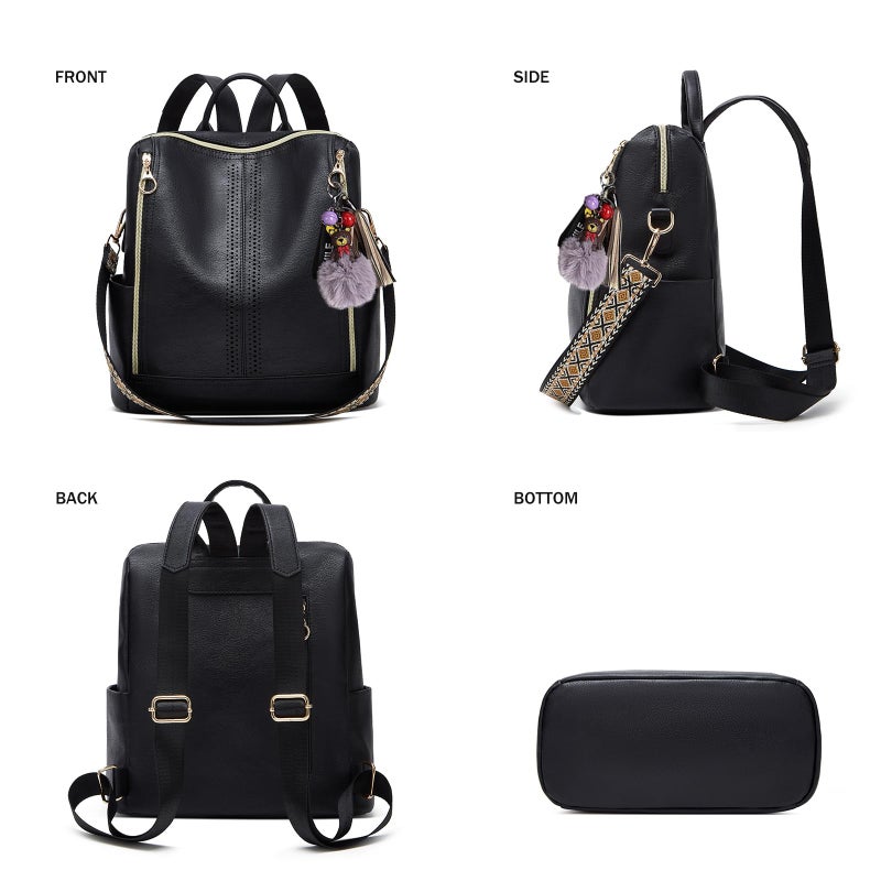 Makes Backpack Purse for Women PU Leather Travel Satchel Handbag Convertible Design Bag with Purse - Image 5