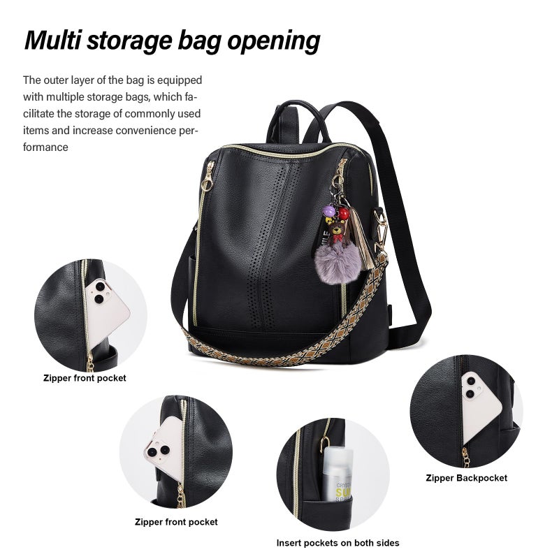 Makes Backpack Purse for Women PU Leather Travel Satchel Handbag Convertible Design Bag with Purse - Image 2