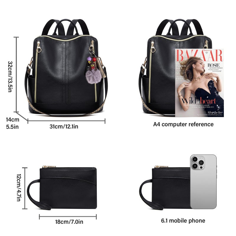 Makes Backpack Purse for Women PU Leather Travel Satchel Handbag Convertible Design Bag with Purse - Image 4