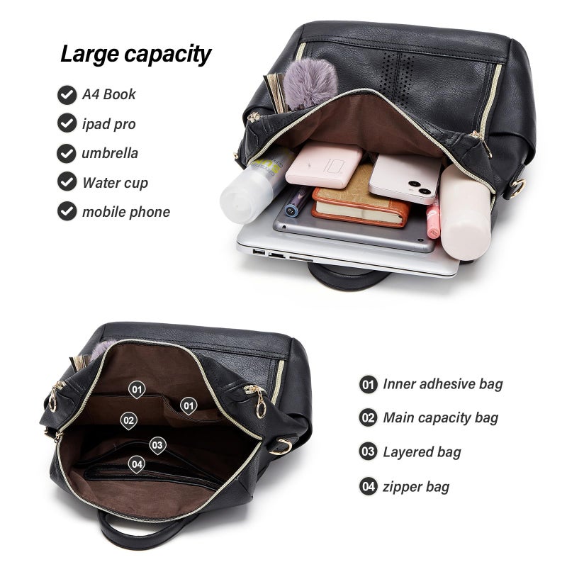 Makes Backpack Purse for Women PU Leather Travel Satchel Handbag Convertible Design Bag with Purse - Image 3
