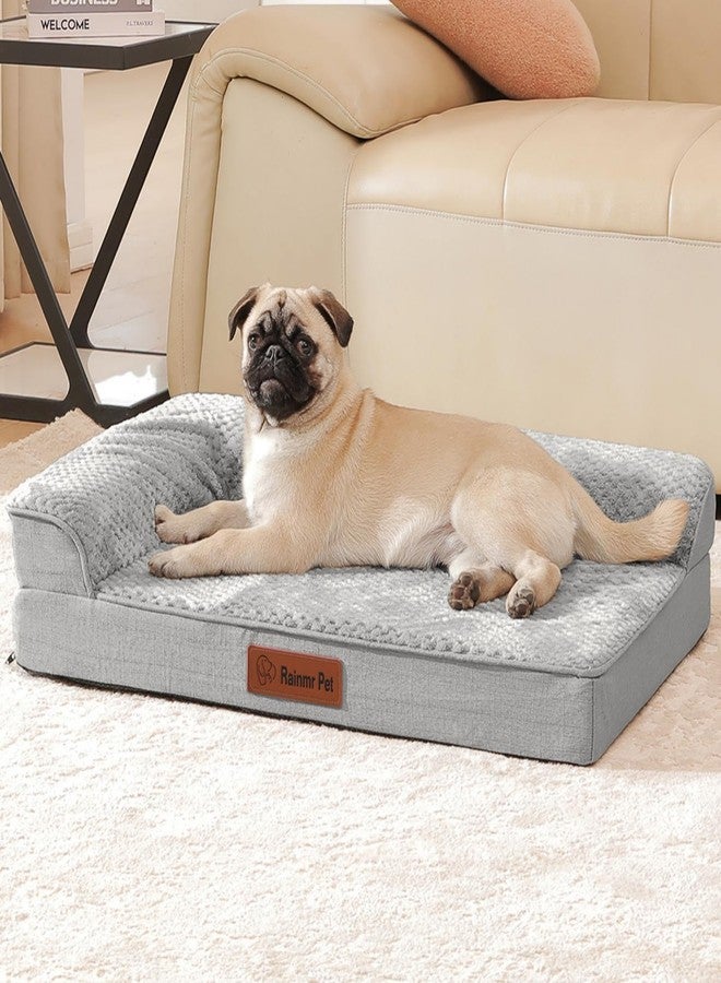 Rainmr Orthopedic Dog Bed Medium Size Dog, Memory Foam Dogs Bed for Medium Dogs, Washable Removable Cover, Nonskid Bottom, Waterproof, for Indoor, Outdoor, Crate ＆ Car Use, 35x23x6 Inches, Light Grey - Image 1