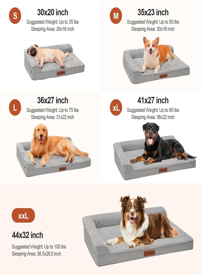 Rainmr Orthopedic Dog Bed Medium Size Dog, Memory Foam Dogs Bed for Medium Dogs, Washable Removable Cover, Nonskid Bottom, Waterproof, for Indoor, Outdoor, Crate ＆ Car Use, 35x23x6 Inches, Light Grey - Image 2