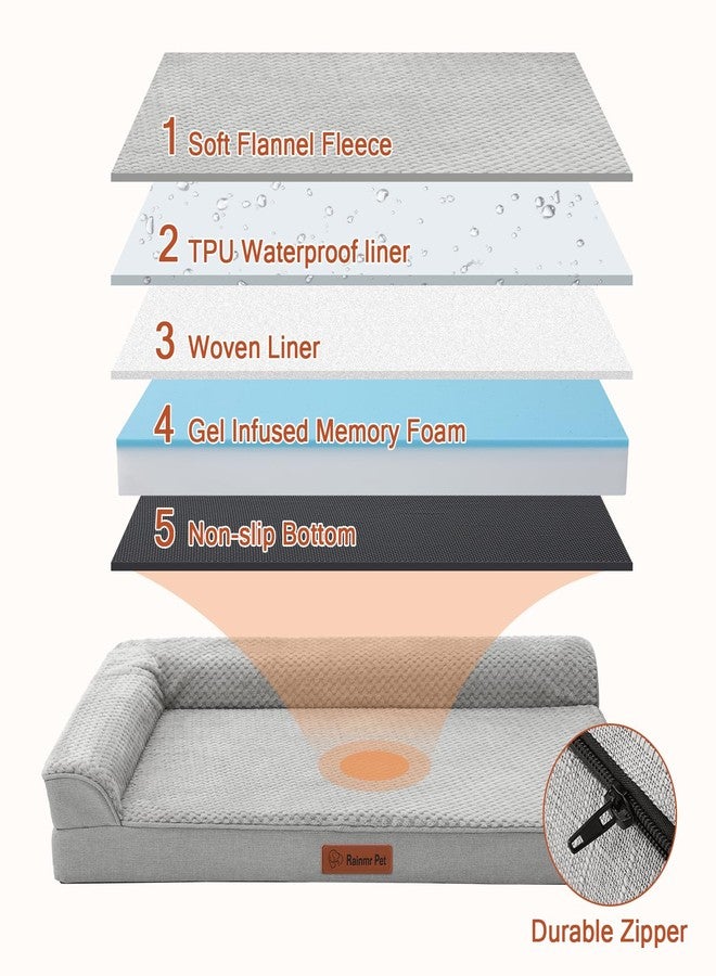 Rainmr Orthopedic Dog Bed Medium Size Dog, Memory Foam Dogs Bed for Medium Dogs, Washable Removable Cover, Nonskid Bottom, Waterproof, for Indoor, Outdoor, Crate ＆ Car Use, 35x23x6 Inches, Light Grey - Image 3