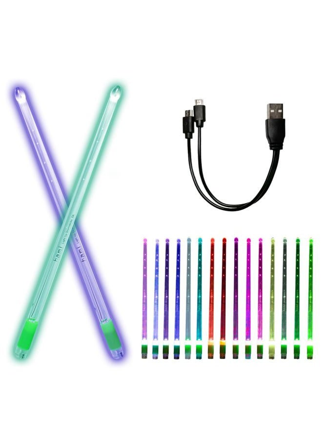 Hami Rechargeable Light Up Drumsticks with 15 Color Changing Effects - for Drummers, Personalized Drum Sticks for Adults. Glow in the Dark Drumsticks with Storage Bag (2pcs/Pack) - Image 1