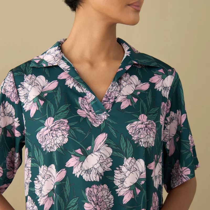 Splash FAV All-Over Floral Print Sleepshirt with Short Sleeves