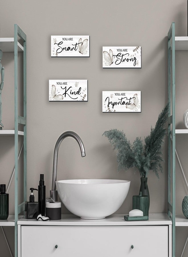 DONFENTHY 4 Pcs Butterfly Wall Decor Black Room Decor Wooden Positive Butterfly Decor with Butterfly Inspirational Word Black White Grey for Women Room Bathroom Bedroom Office Decor(Black,10x4 In) - Image 5