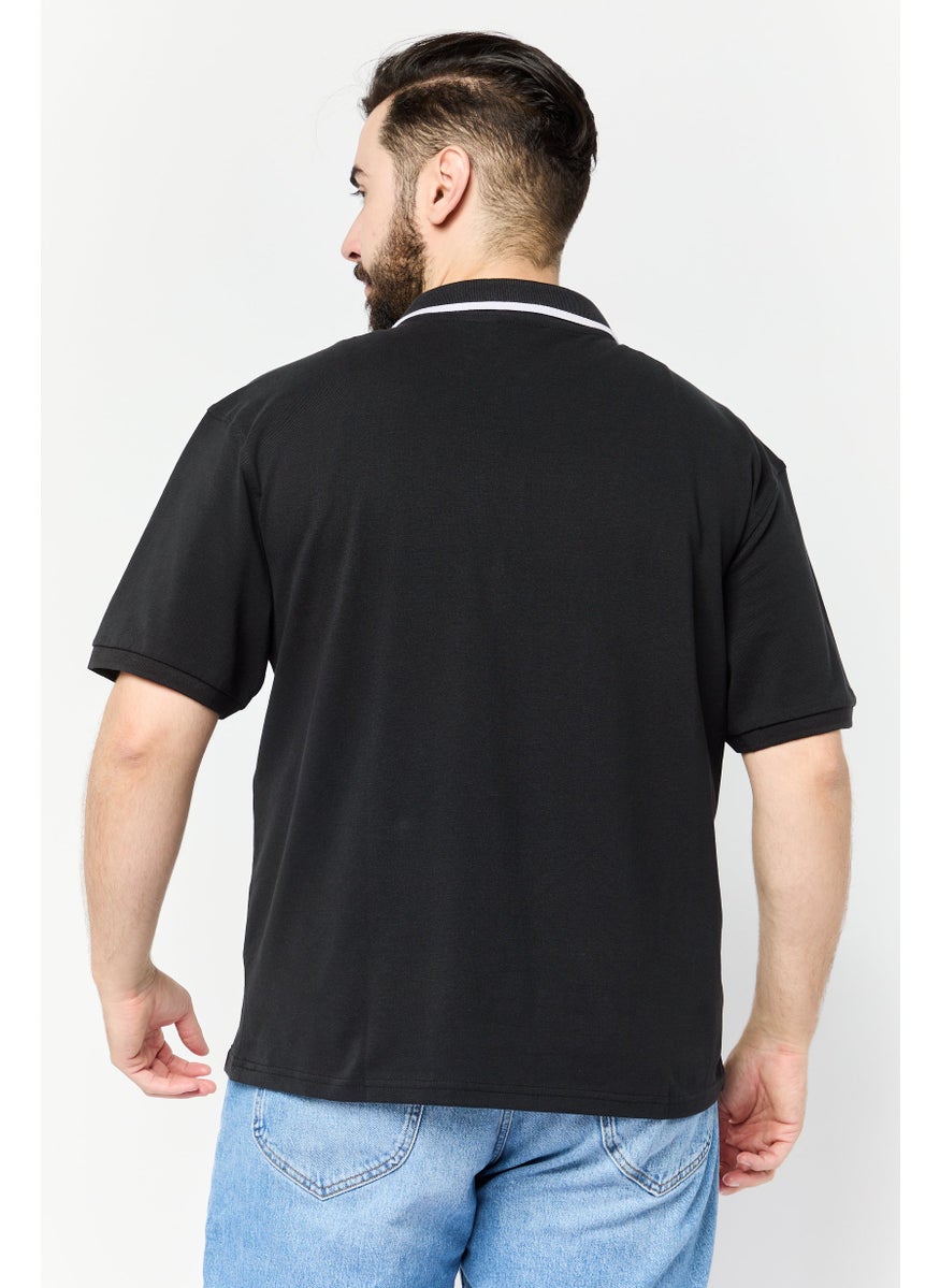 Paul Frank Men Regular Fit Brand Logo Short Sleeves Polo  Shirt, Black  - Image 4