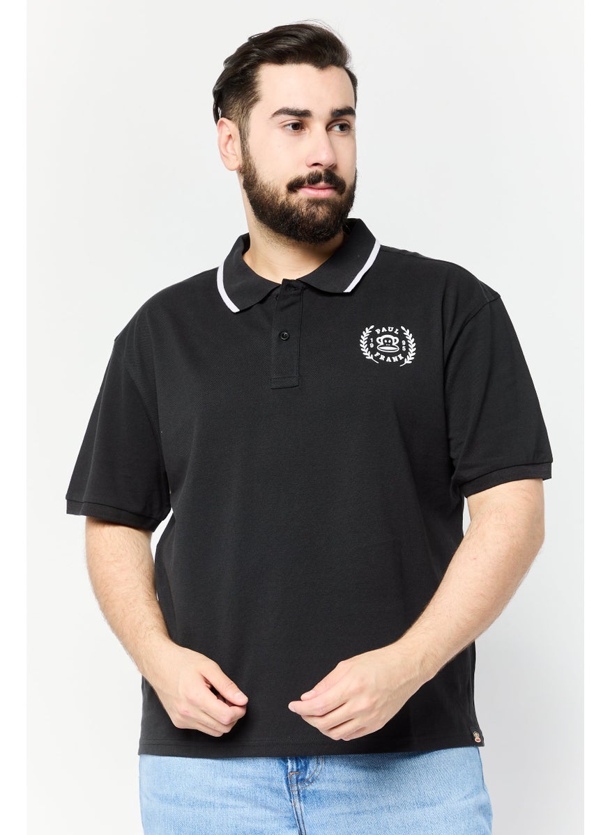 Paul Frank Men Regular Fit Brand Logo Short Sleeves Polo  Shirt, Black  - Image 1