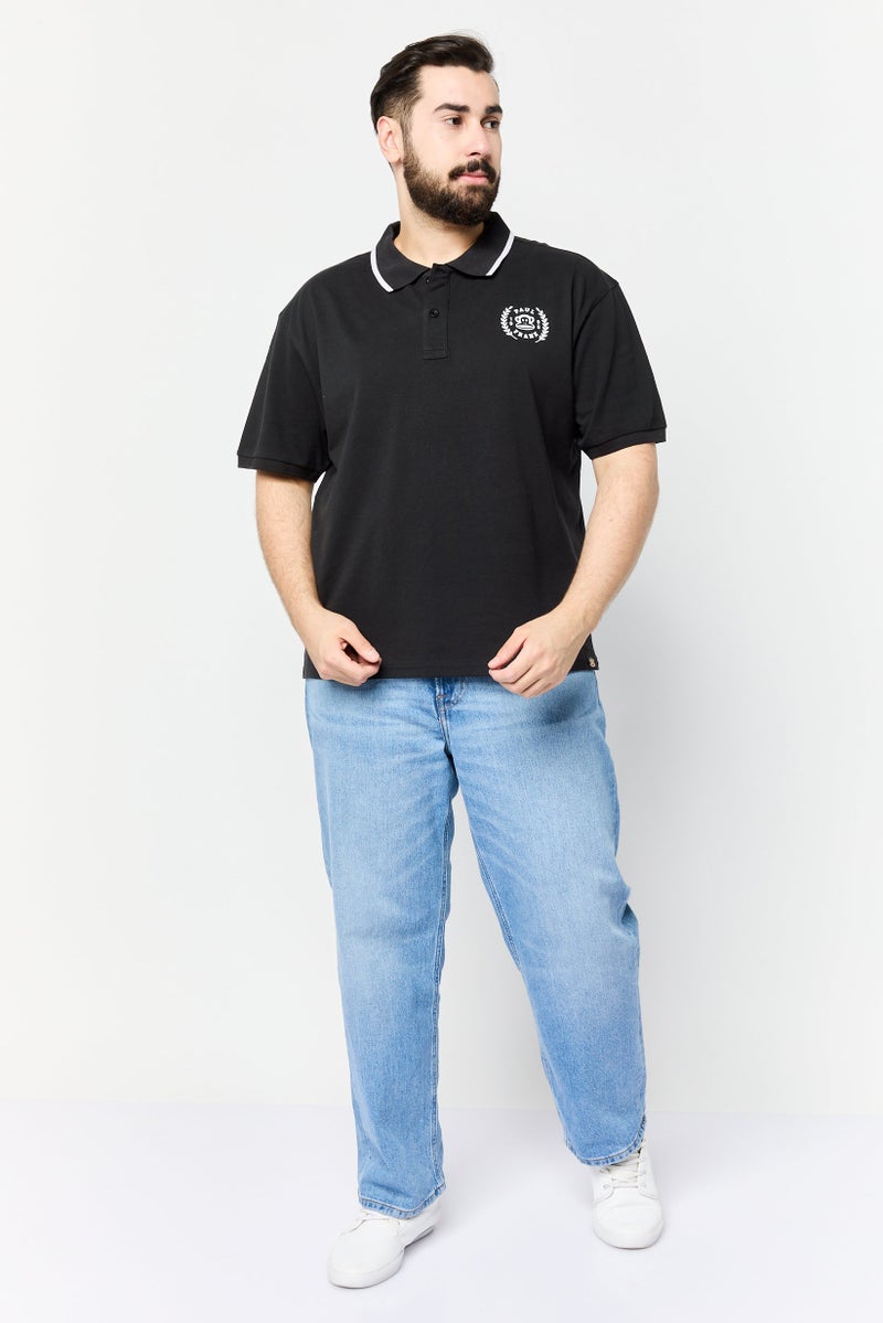 Paul Frank تي شيرت بولو بأكمام قصيرة للرجال بتصميم عادي مع شعار العلامة التجارية، أسود - Image 2