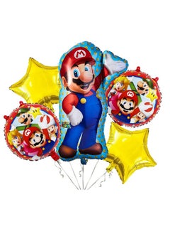 TOYXE Aluminium 40520 Mario Theme Party Decoration Balloon Set Of 5 Pcs,Multicolor  - Image 1
