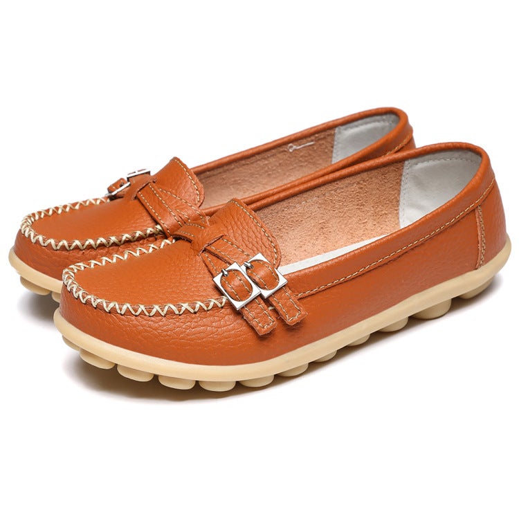 Autumn Winter Casual Flat Nurse Shoes for Women Orange 