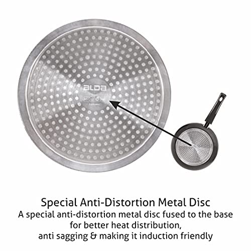 Alda Non Stick Stainless Steel Marbello Tawa (30cm, Black), Induction Friendly - Image 3