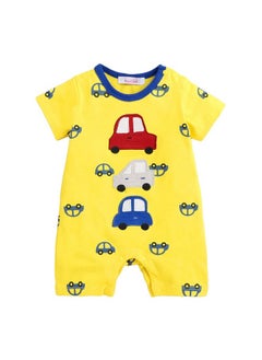 Hopscotch Hopscotch Unisex Vehicle Print Romper In Yellow Color for Ages 6-9 Months  - Image 1