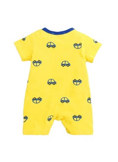 Hopscotch Hopscotch Unisex Vehicle Print Romper In Yellow Color for Ages 6-9 Months  - Image 2