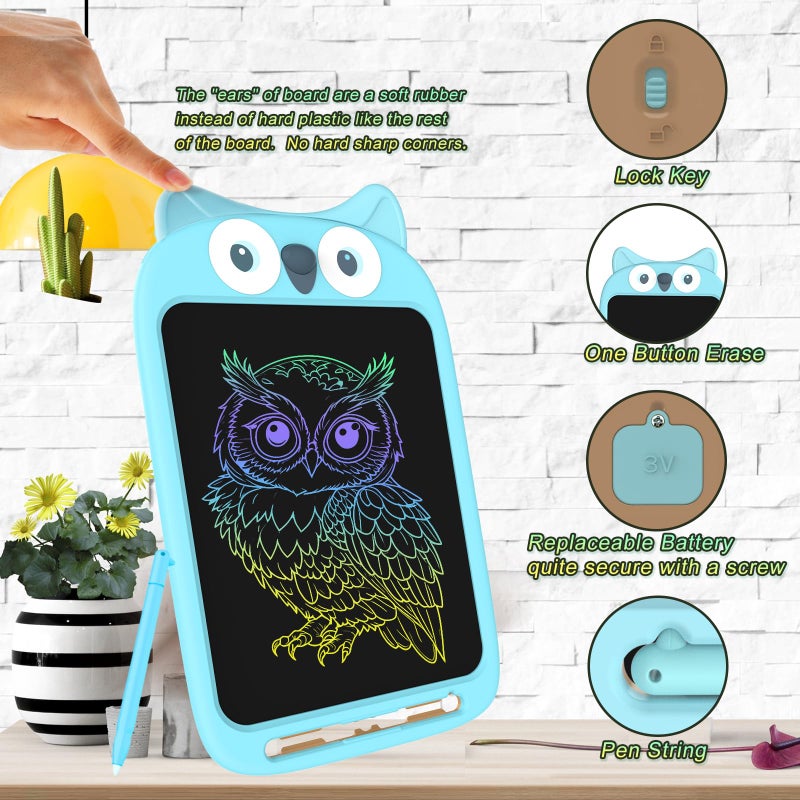 CHAFEGY 10 Inch LCD Writing Tablet, Erasable Doodle Board Toy, Cute Owl Drawing Pad for Kids Ages 2-6 - Educational Christmas Birthday Gift (Owl) - Image 4