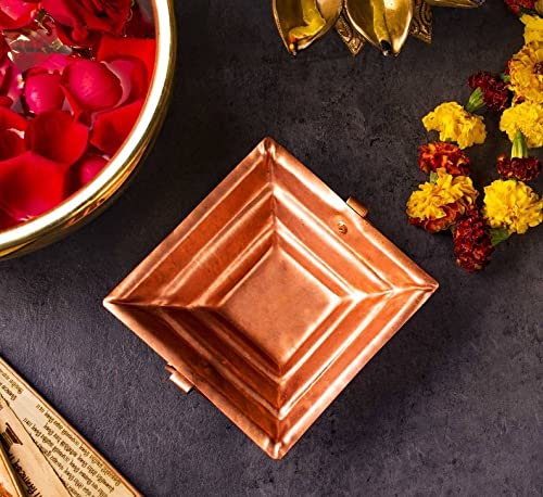 RDK SON'S Copper Havan Kund Religious Indian Traditional Hawan Kund with Handles | Agnihotra Copper Pooja Havan Kund| havan kund for Home| HOM kund for Pooja and Yagya (8 Inches) - Image 2