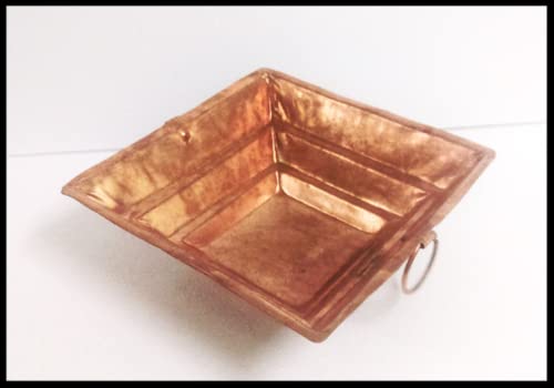 RDK SON'S Copper Havan Kund Religious Indian Traditional Hawan Kund with Handles | Agnihotra Copper Pooja Havan Kund| havan kund for Home| HOM kund for Pooja and Yagya (8 Inches) - Image 3