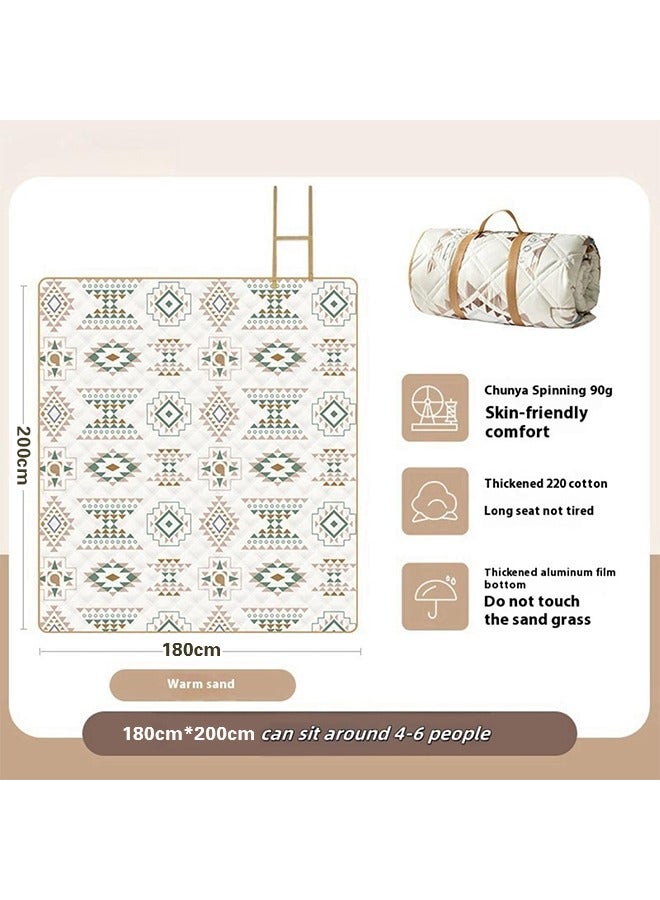 JiuAn Large Picnic Blanket Outdoor Blanket Thickened Needle Punched Cotton Water Proof Blanket Folding Picnic Blankets Waterproof Foldable for Beach Park Camping Travelling Beach Blanket - Image 2