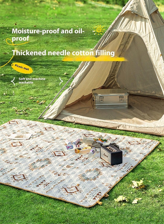 JiuAn Large Picnic Blanket Outdoor Blanket Thickened Needle Punched Cotton Water Proof Blanket Folding Picnic Blankets Waterproof Foldable for Beach Park Camping Travelling Beach Blanket - Image 3