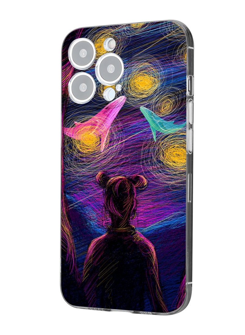 MOBILIUS - for iPhone 14 Pro Max Case, Shockproof Protective Phone Case Cover for iPhone 14 Pro Max, with Space girl Pattern - Image 1