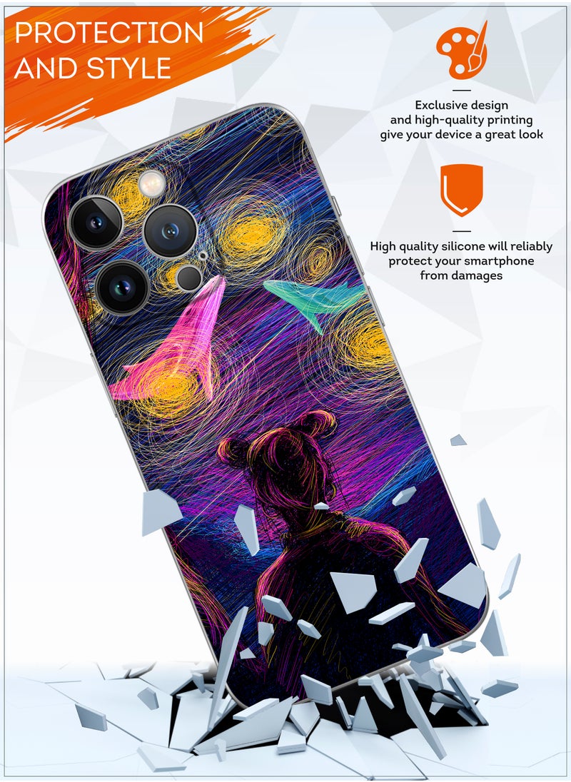 MOBILIUS - for iPhone 14 Pro Max Case, Shockproof Protective Phone Case Cover for iPhone 14 Pro Max, with Space girl Pattern - Image 1
