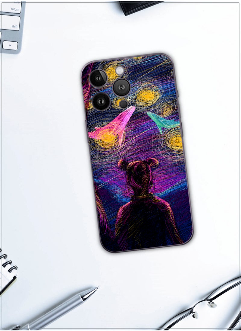 MOBILIUS - for iPhone 14 Pro Max Case, Shockproof Protective Phone Case Cover for iPhone 14 Pro Max, with Space girl Pattern - Image 1
