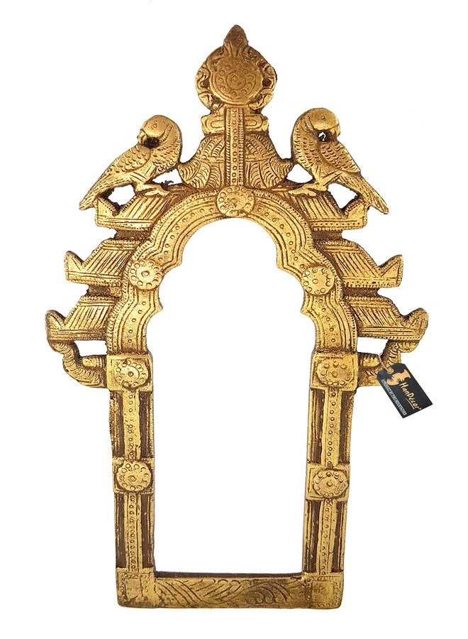 Two Moustaches Vintage Twin Peacock Temple Brass Prabhavali Wall Hanging, Antique Home Decor, Jharokha Wall Decor, Peacock Wall Decor, Standard, Pack of 1 - Image 1