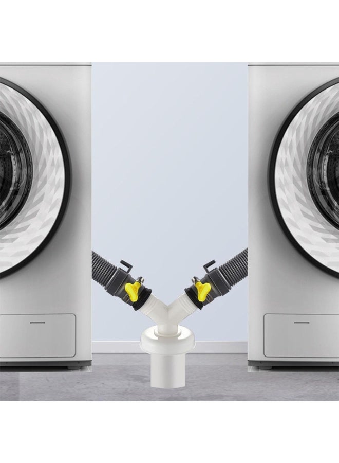 GMORO Washing Machine Double Outlet Connector,  3-Way Joint,Downpipe floor drain three-way joint, Washing machine drain pipe double water outlet dual-purpose three-way two-in-one (Trident) - Image 2