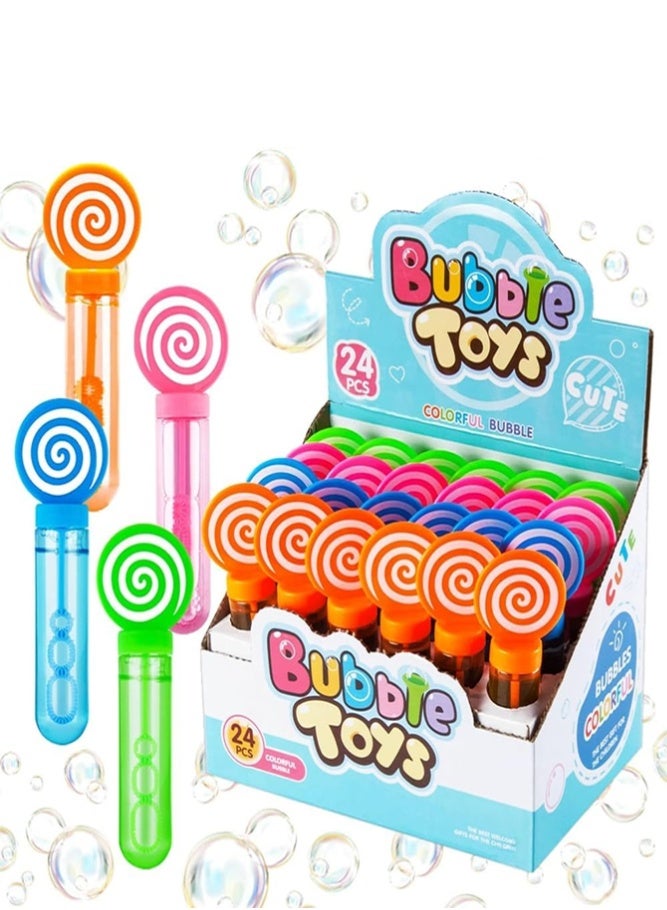 BELLSBERRY 24 PCS Lollipop Bubble Wands for Kids – Mini Bubble Blower Toys Birthday Party Favor & Outdoor Game Toys - Image 1