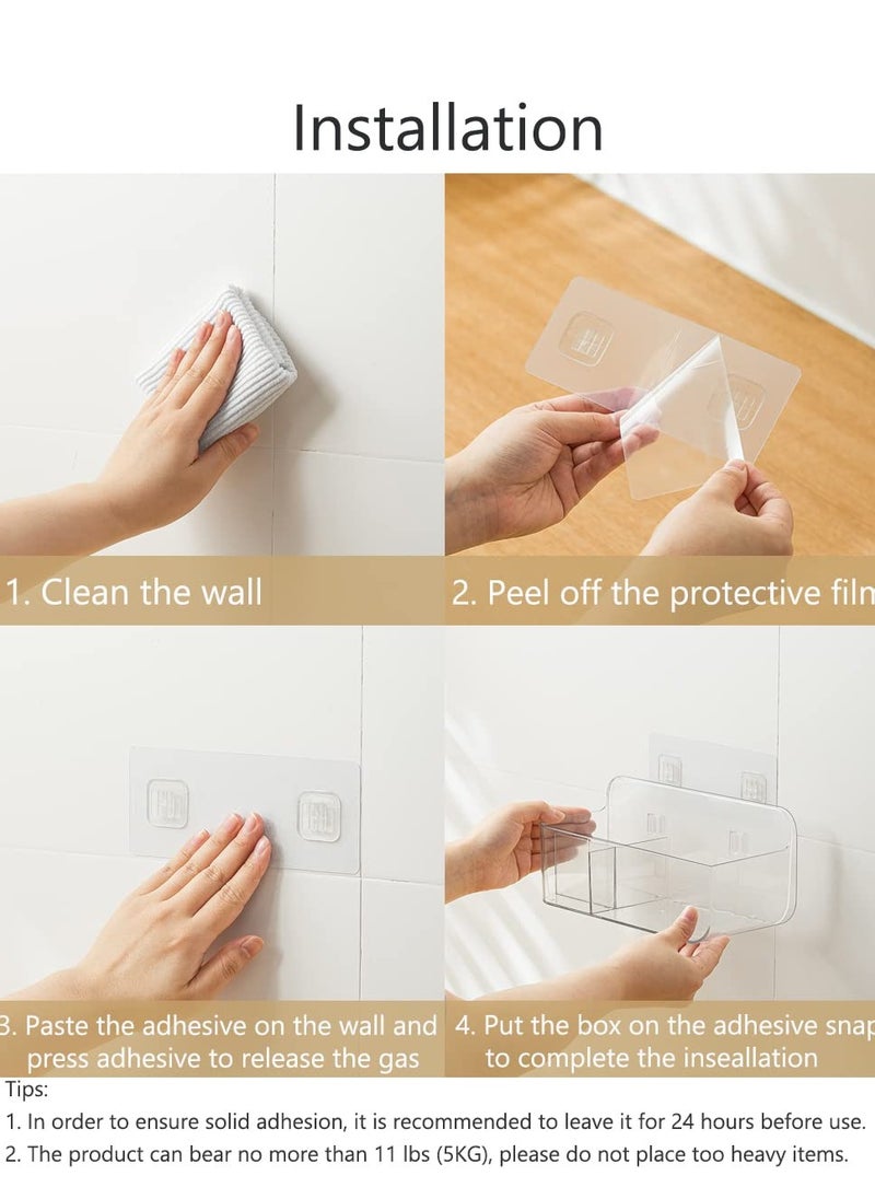 Excefore Wall Mount Storage Organizer, Clear Storage Box Holder Basket with 2 Compartments, No Drilling, Hang on Walls or Doors for Kitchen, Cabinet, Bathroom, Bedroom, Office  - Image 5