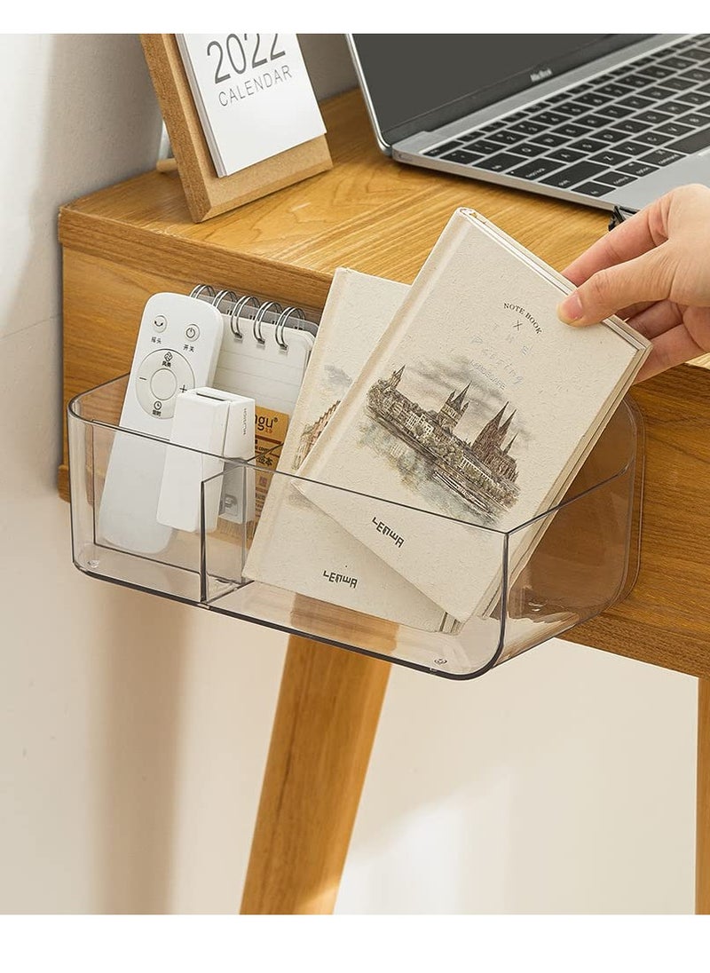 Excefore Wall Mount Storage Organizer, Clear Storage Box Holder Basket with 2 Compartments, No Drilling, Hang on Walls or Doors for Kitchen, Cabinet, Bathroom, Bedroom, Office  - Image 3