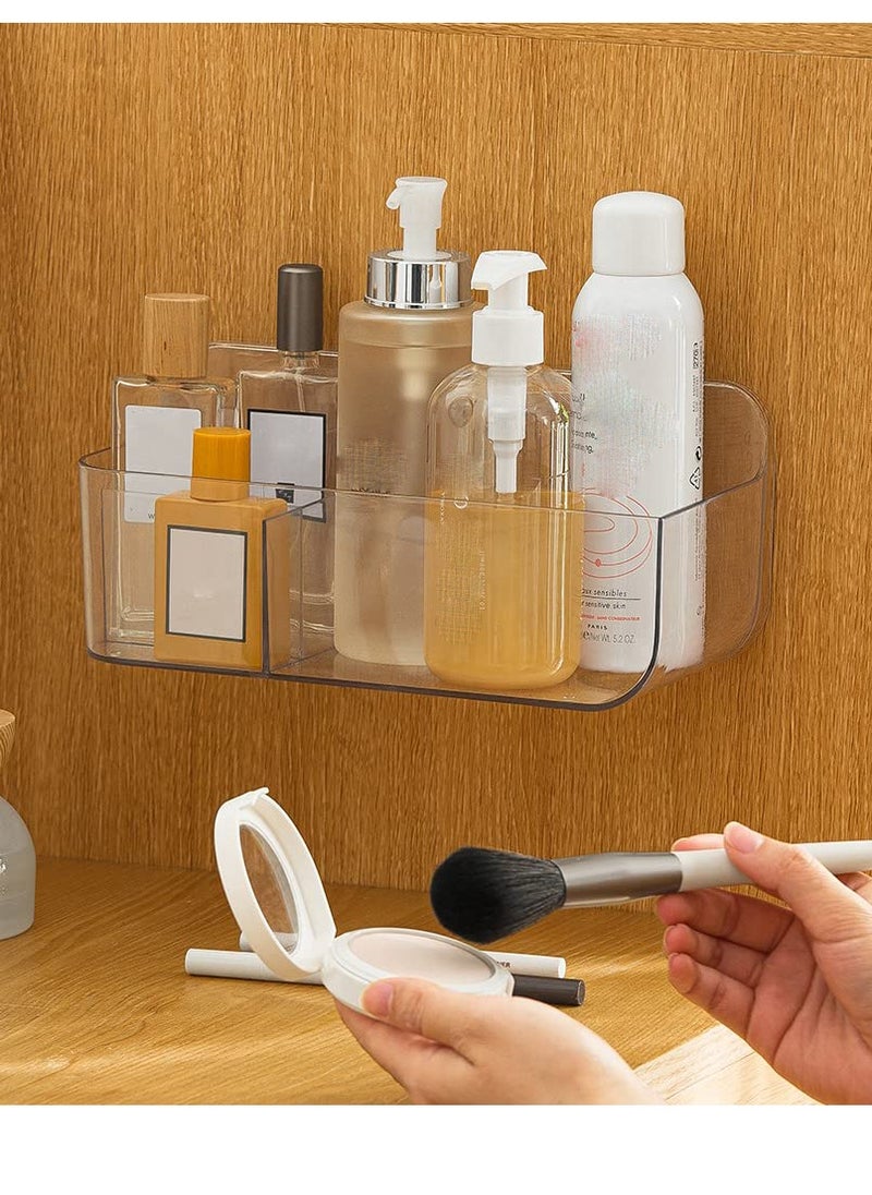 Excefore Wall Mount Storage Organizer, Clear Storage Box Holder Basket with 2 Compartments, No Drilling, Hang on Walls or Doors for Kitchen, Cabinet, Bathroom, Bedroom, Office  - Image 2