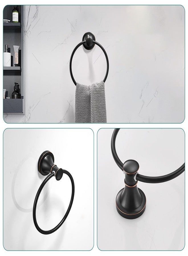 Hoimpro Oil Rubbed Bronze Bathroom Accessory Set, 4-Piece Wall Mount Hardware with Adjustable Towel Bar Rack, Towel Ring, Paper Towel Holder, Double Towel Hooks - Image 4