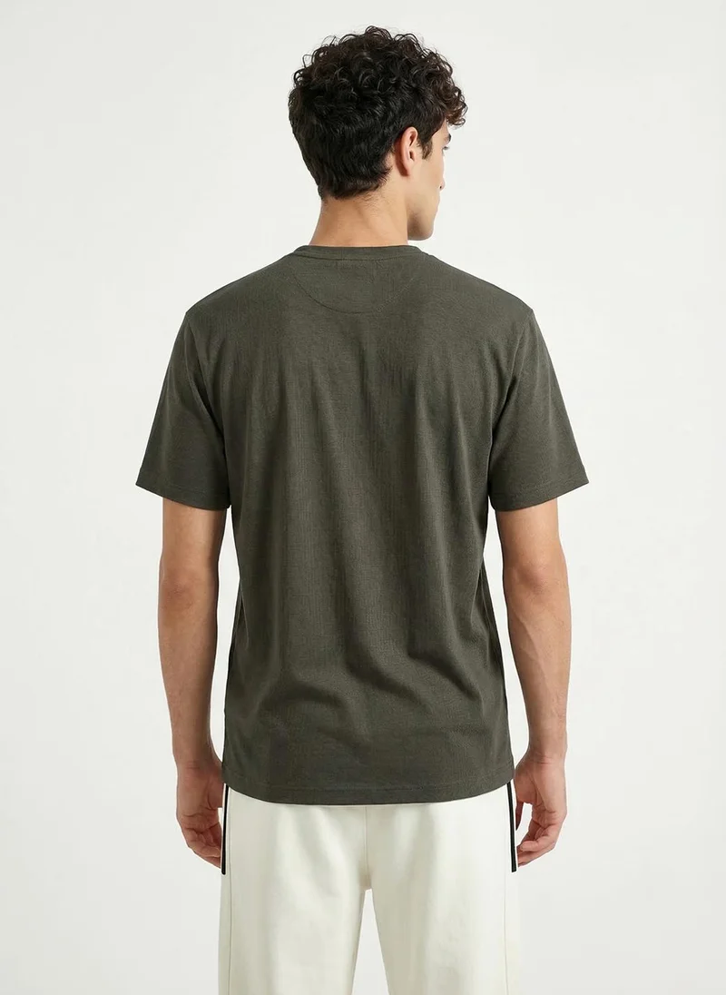 NOBERO Nobero Textured Tees for Men | Henley Neck Textured T-Shirt | 100% Polyester | Regular Fit | Half Sleeve | Casual & Smart-Casual Wear