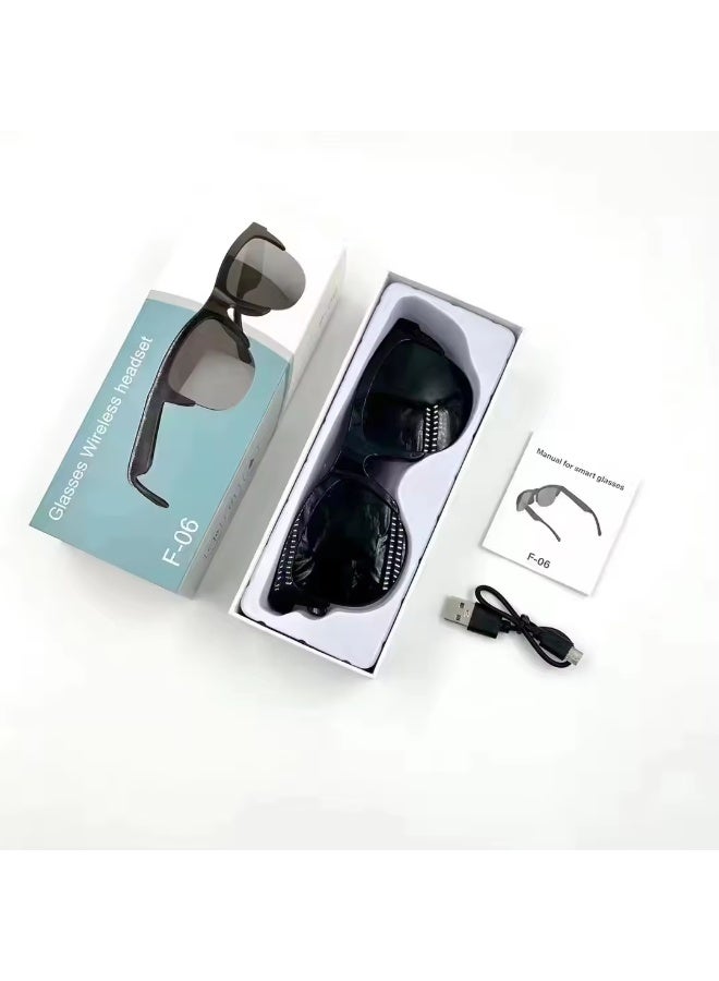 F-06 Smart Glasses Wireless Headset, Black Sunglasses with Bluetooth and UV Protection - Image 2