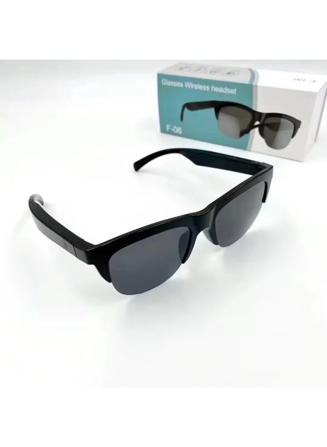 F-06 Smart Glasses Wireless Headset, Black Sunglasses with Bluetooth and UV Protection - Image 1