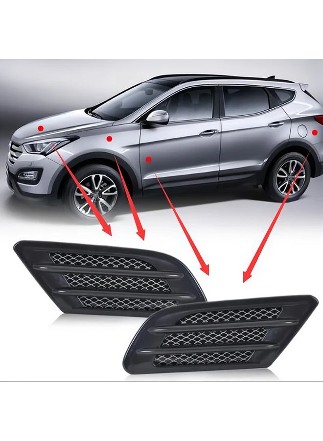 Black ABS Car Side Air Vent Cover For Fender Hood Intake Grille Duct - Image 4