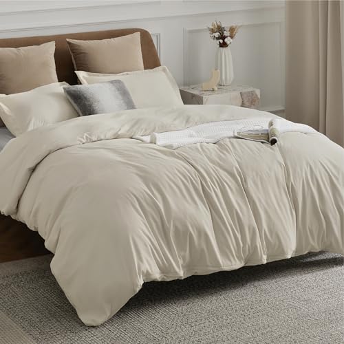 Bedsure Duvet Cover King Size - Soft Double Brushed Bedding Set for Kids & Adults, Zipper Closure, 3 Pieces, Includes 1 Duvet Cover (104"x90") & 2 Pillow Shams, NO Comforter, Linen - Image 1
