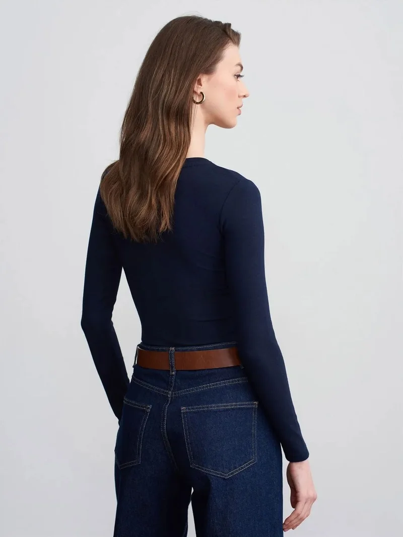 Dilvin DILVIN Slim Fit Crew Neck Jersey Bodysuit
