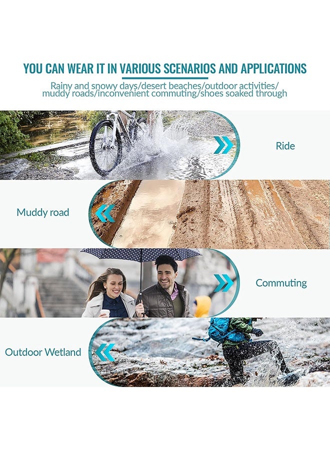 Ocean 2 Pairs Waterproof Shoe Covers, Non-Slip Water Resistant Overshoes, Silicone Rain Shoe Cover Protectors, Reusable Rain Protection Shoes, Outdoor Cycling Apply to Men and Women (Black+Blue) - Image 4