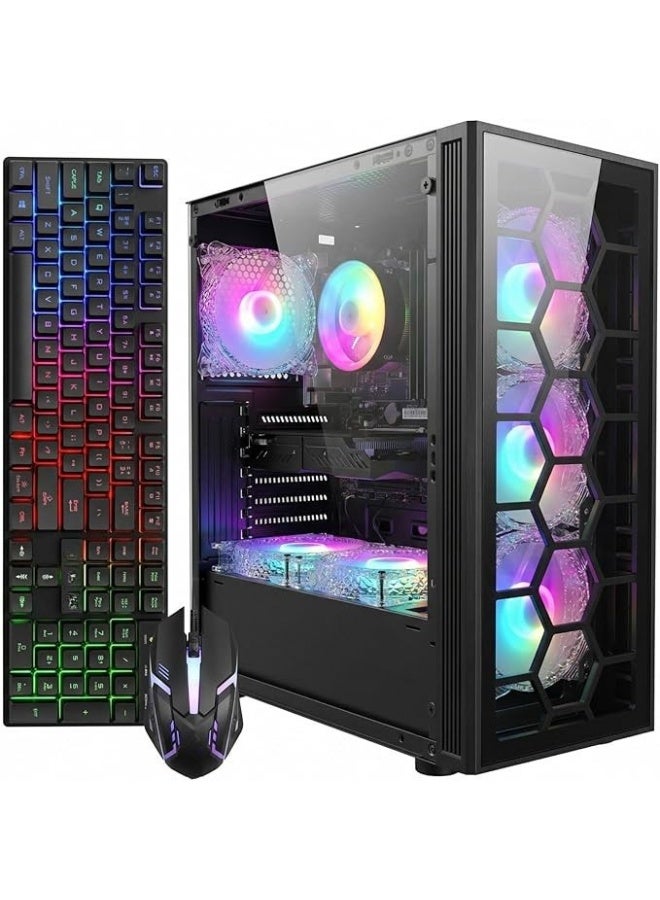 كمبيوتر مكتبي للألعاب بمعالج Core i7 وبطاقة رسومات GTX وذاكرة 32GB RAM وSSD سعة 1TB وتبريد RGB مع كيبورد وماوس للألعاب - Image 1